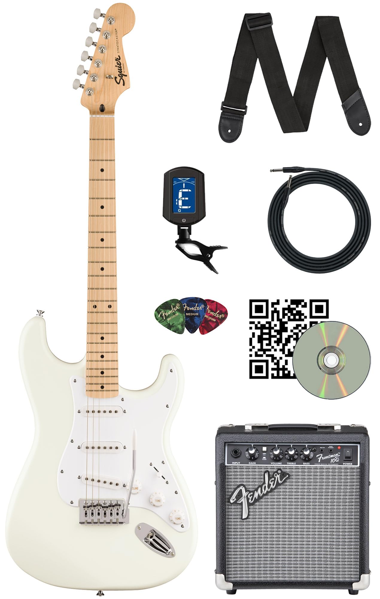 Squier Stratocaster ホワイト 本体・ソフトケース Amazon.com: Fender Squier Sonic Stratocaster - Arctic White Bundle